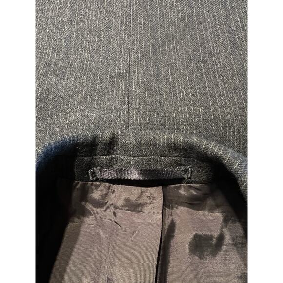 Vintage Fratelli Uomo 40-42L Gray Muted Cobalt Blue Stripe Blazer Flannel Finish - Picture 9 of 15